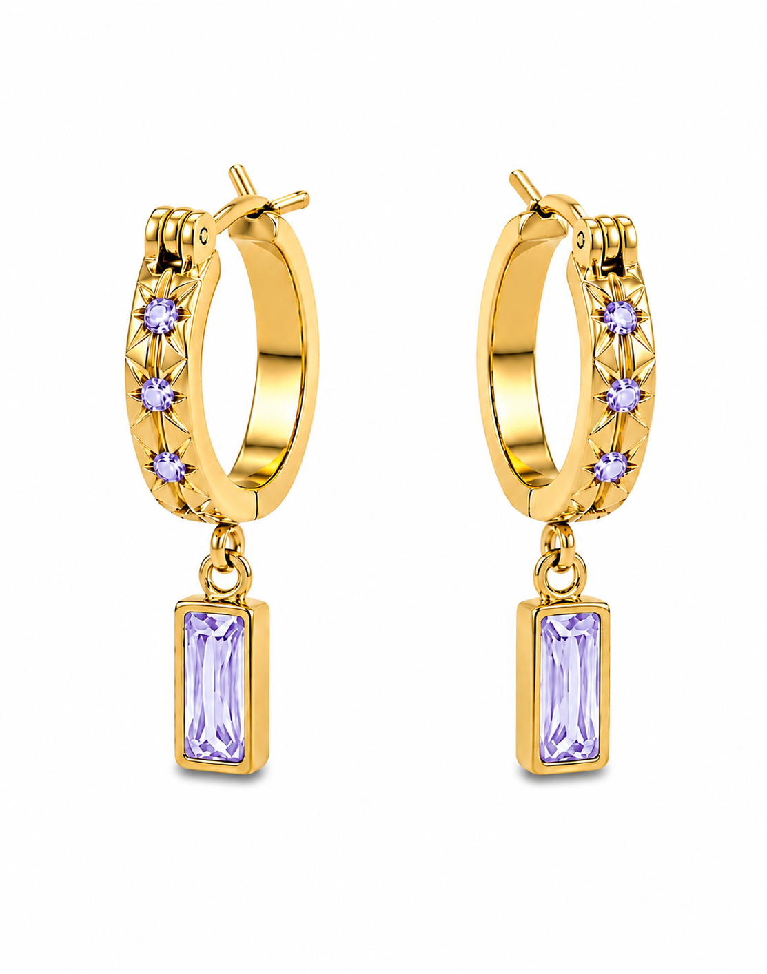 Orecchini Hoops Baguette Lilla