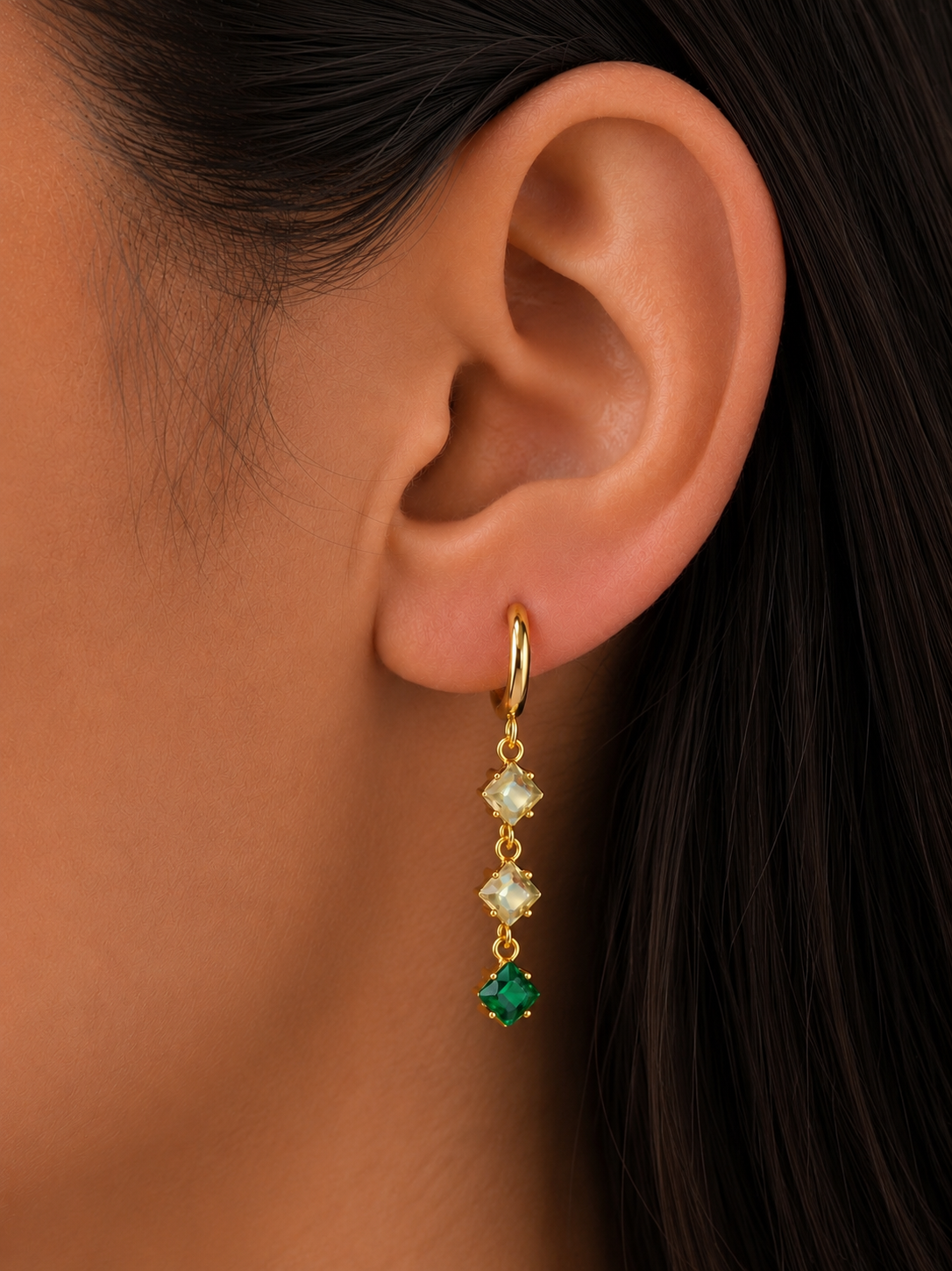 Orecchini Hoops Pendol Smeraldo