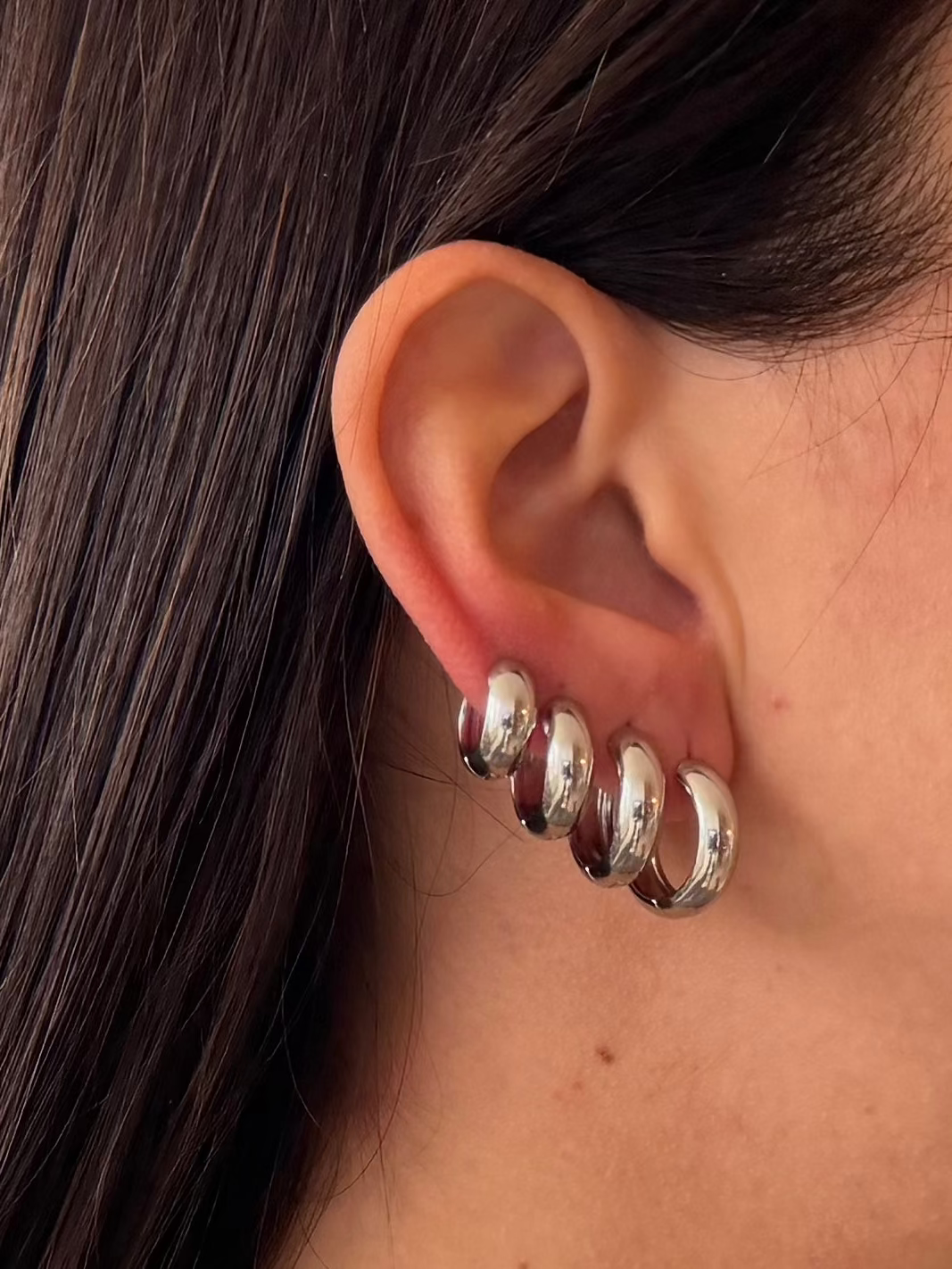 Orecchini Cerchi baby Chunky Silver