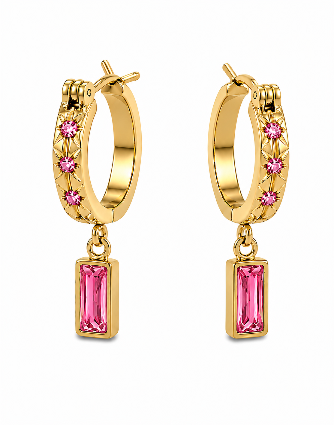 Orecchini Hoops Baguette Berry