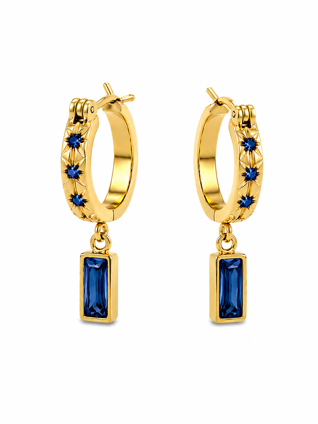 Orecchini Hoops Baguette Blu Navy