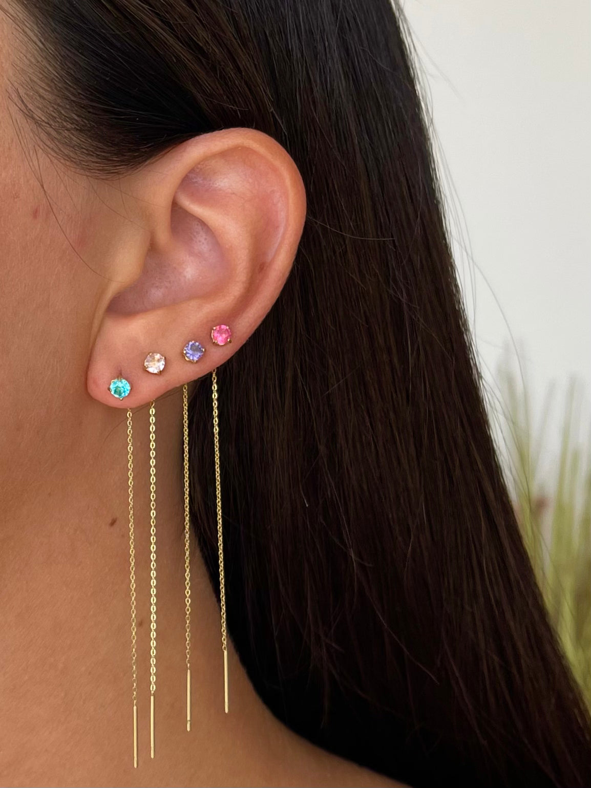 Orecchini punto luce pendente Rainbow Gold