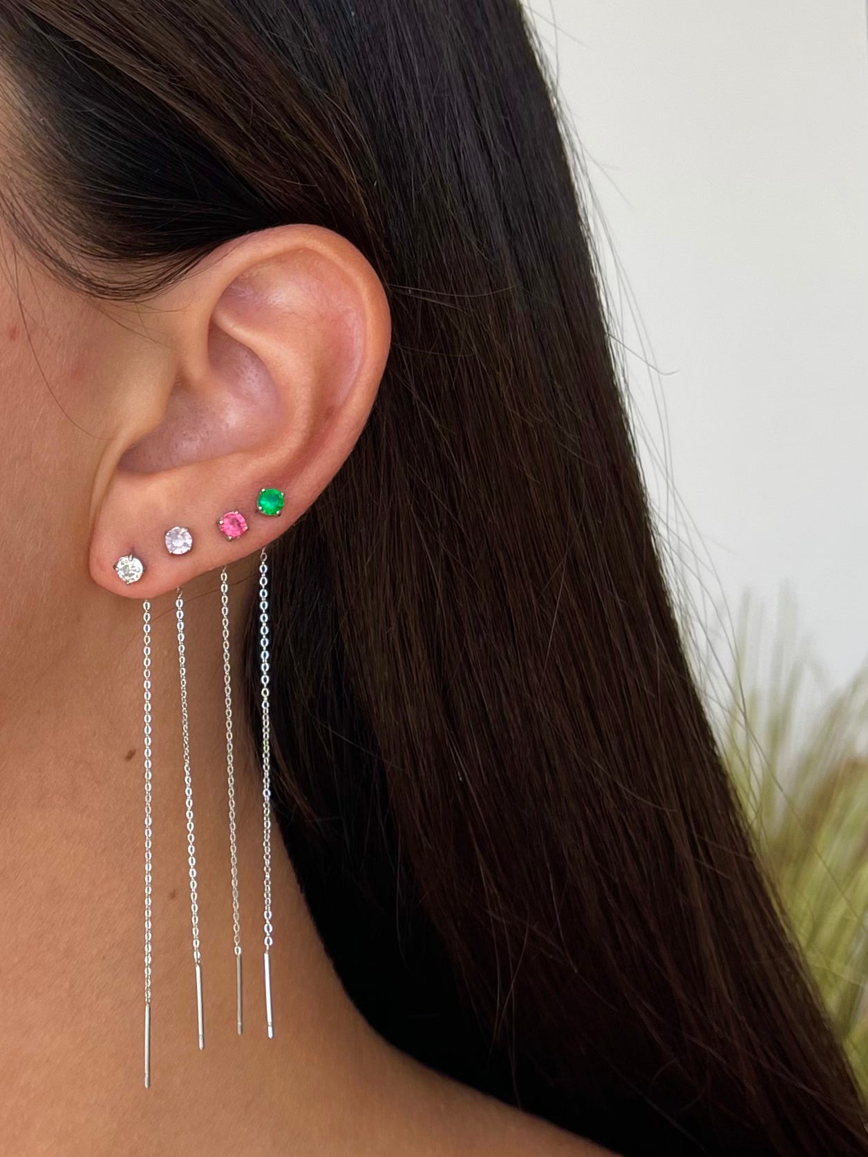 Orecchini punto luce pendente Rainbow Silver